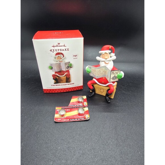 Hallmark I've Been Everywhere Magic Sound Ornament Santa w/Map NIB New Batteries - Picture 1 of 12